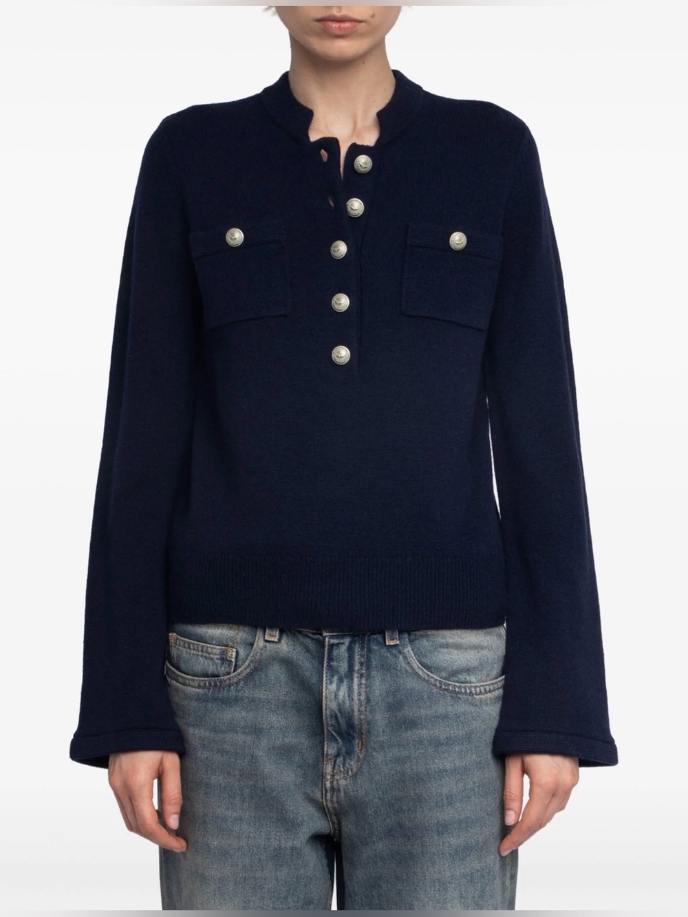 $398 NWT Zadig & Voltaire Sweater
Navy Blue Size S Lucas Rib Knit Long Sleeve